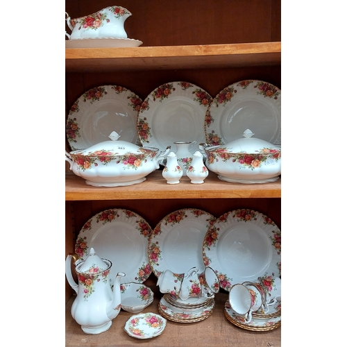 483 - Large Collection of Royal Albert Country Rose Plates, Cups, Bowls etc