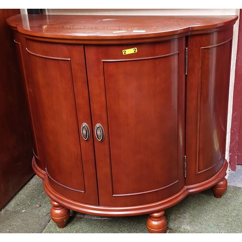 490 - Mahogany Bow Front Half Moon Drinks Cabinet - 96cm W x 45cm D x 83cm H