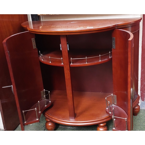 490 - Mahogany Bow Front Half Moon Drinks Cabinet - 96cm W x 45cm D x 83cm H