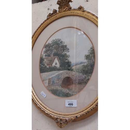 499 - Pair of Oval Gilt Framed Cottage Scenes