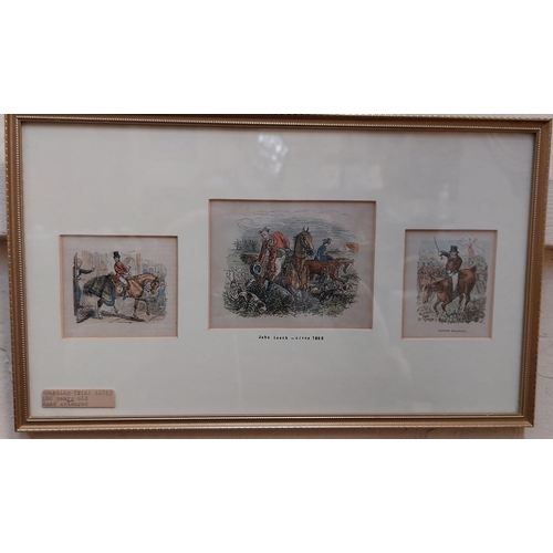 500 - Sporting Prints - Framed John Leech Equestrian Scenes & Gilt Framed Lady on Sidesaddle