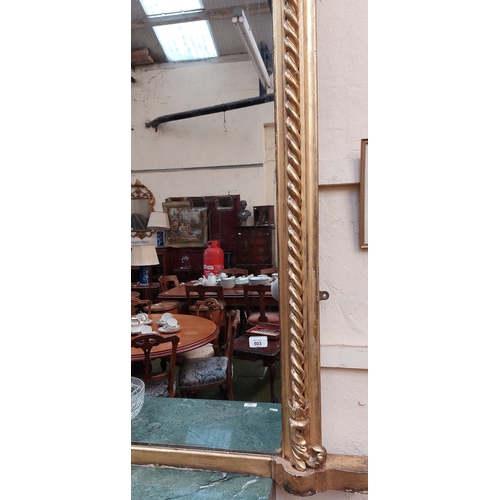 503 - Early 19th Century Large Gilt Overmantle Mirror with Twisted Rope Edge - C. 170cm W x 160cm H