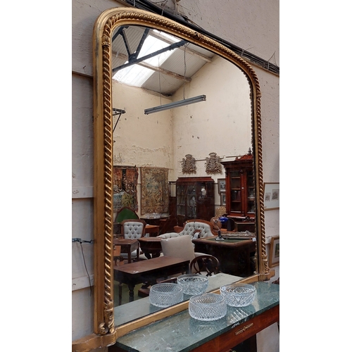 503 - Early 19th Century Large Gilt Overmantle Mirror with Twisted Rope Edge - C. 170cm W x 160cm H