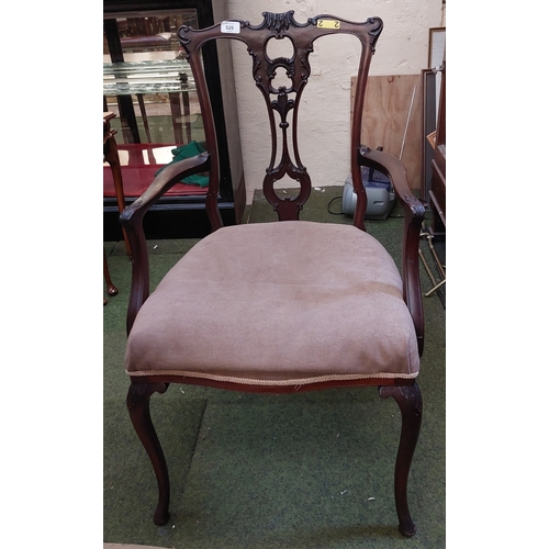 520 - Pair of Mahogany Edwardian Parlour Chairs With Cabriole Arms and Legs