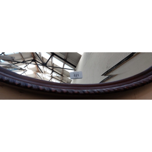 521 - Carved Mahogany Rope Edge Bevelled Mirror - C. 80cm W