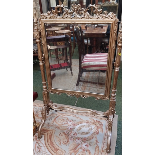 522 - Gilt French Style Double Sided Mirror & Tapestry Fire Screen - C. 121cm H x 72cm W