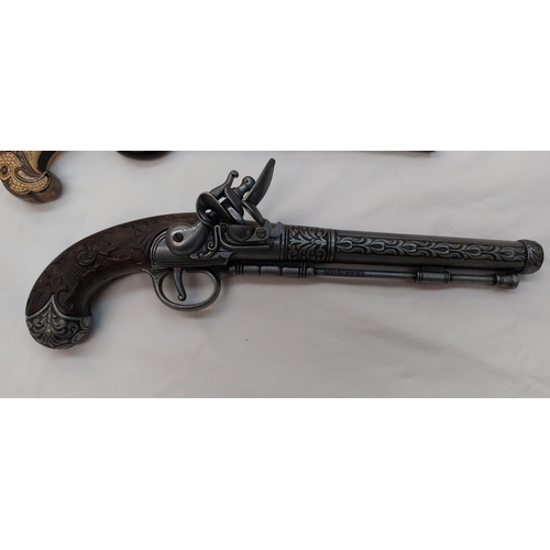 528 - 3 Reproduction Spanish Flintlock Style Pistols