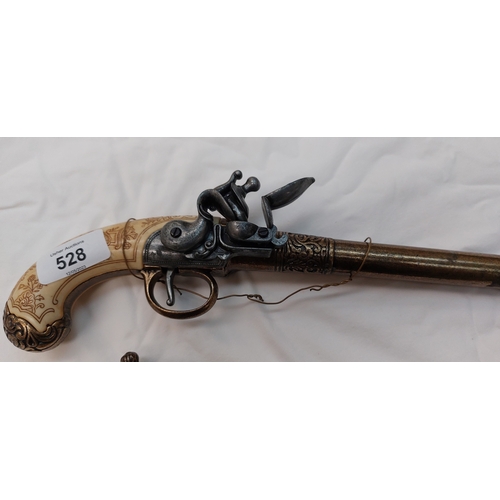 528 - 3 Reproduction Spanish Flintlock Style Pistols