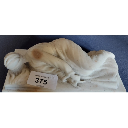 375 - Carved Marble Reclining Lady Paper Weight - C. 16cm