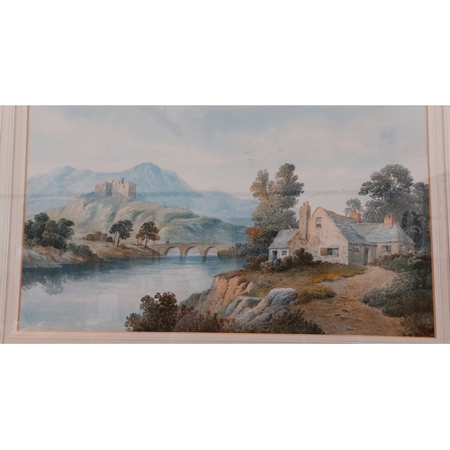 377 - Gilt Framed Watercolour - River Cottage Scene