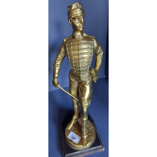 380 - Heavy Brass Military Figure - C. 40cm H