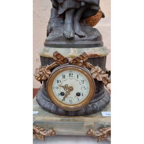 544 - 19th Century French Spelter Figure Clock. Stamped 