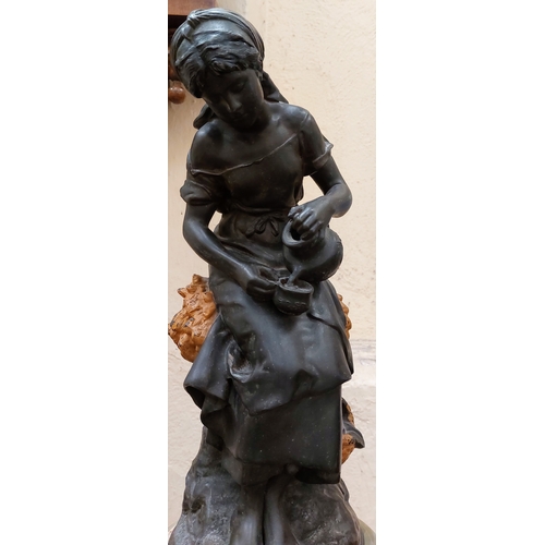 544 - 19th Century French Spelter Figure Clock. Stamped 