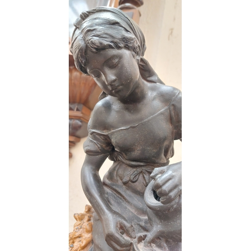 544 - 19th Century French Spelter Figure Clock. Stamped 