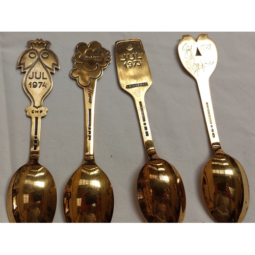 575 - 4 Silver Gilt Enamel Top Spoons