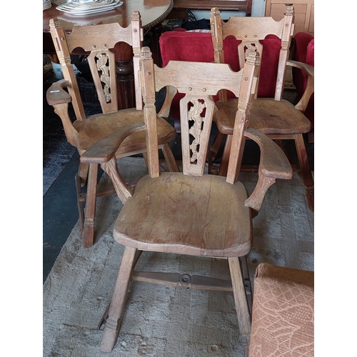 601 - 3 Carved Hickory Armchairs