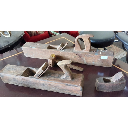 606 - 3 Wooden Planes and a Mortice Gauge