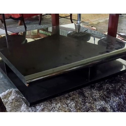 610 - Contemporary Gloss Black Coffee Table on Castors - C. 90cm W x 90cm D x 30cm H