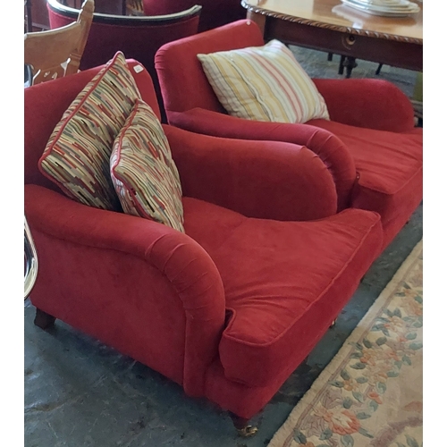 615 - Pair of Red Upholstered Parker Knoll Armchairs