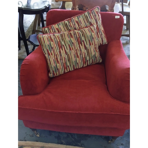 615 - Pair of Red Upholstered Parker Knoll Armchairs