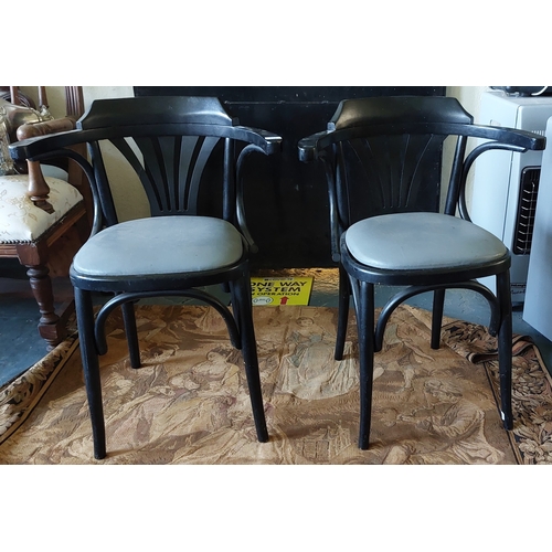 622 - Pair of Black Painted Bentwood Armchairs