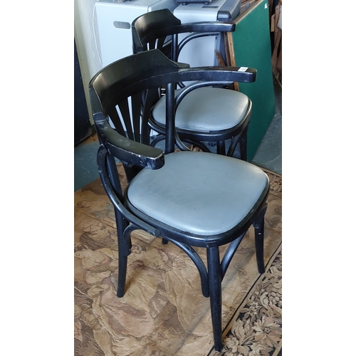 622 - Pair of Black Painted Bentwood Armchairs