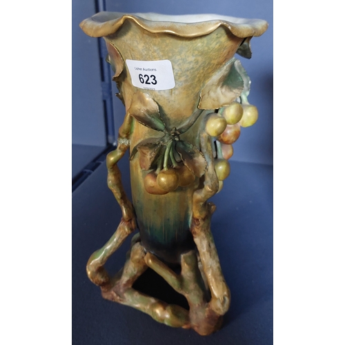 623 - Pair of Art Nouveau Style Majolica Vases