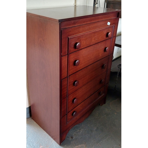 624 - 5-Drawer Modern Mahogany Chest of Drawers - C. 72cm W x 41cm D x 103cm H