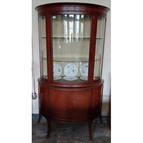 634 - Edwardian Mahogany Bow Fronted Inlaid Cabinet - C. 107cm W x 184cm H