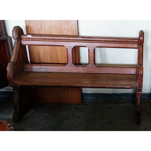 637 - Neat Size Pine Church Pew - C. 129cm W x 40cm D x 95cm H