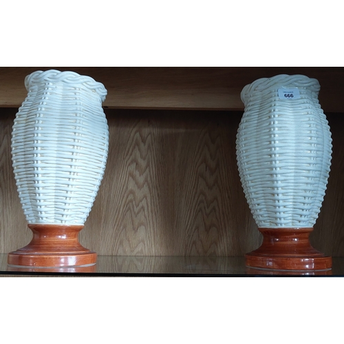 666 - Pair of Cream Vases - C. 34cm H