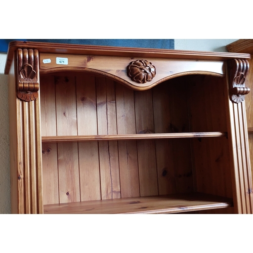 671 - Pine Book Shelf - C. 88cm W x 32cm D x 187cm H