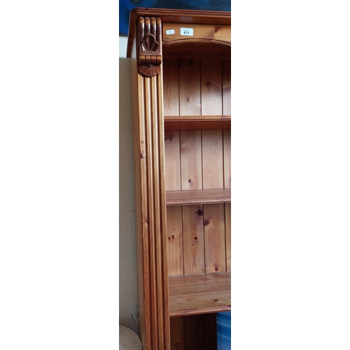 671 - Pine Book Shelf - C. 88cm W x 32cm D x 187cm H