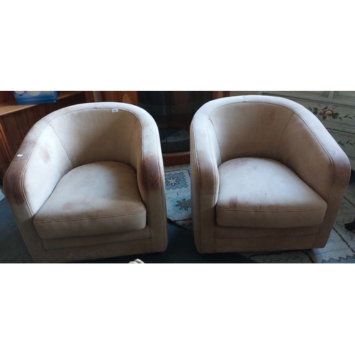 675 - Pair of Leather Tub Chairs by Duvivier of France