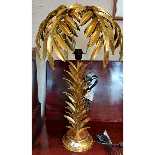 231 - Pair of Gilt Metal Leaf Table Lamps C. 72cm H