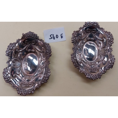 560E - Pair of Silver Irish Dishes