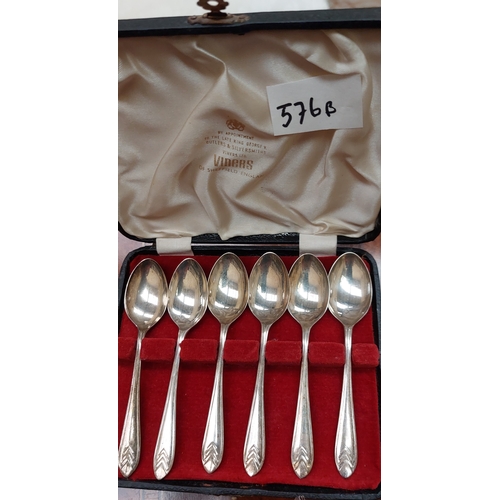 576B - Cased Set of 6 English Silver Teaspoons, London