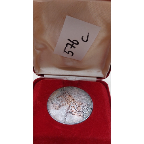 576C - Cork 800 Commemorative Silver Medal in Case