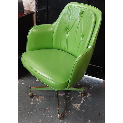 263 - Retro Lime Green Swivel Office Chair on Castors 