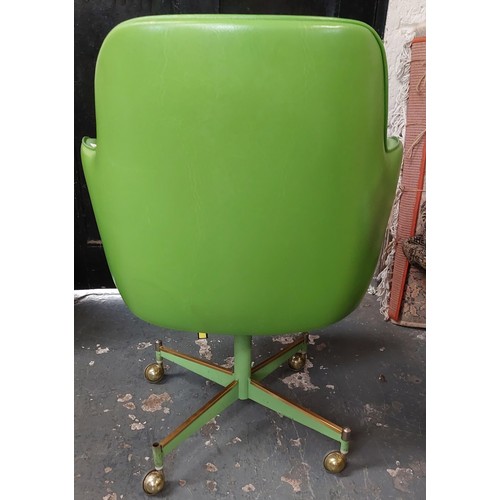 263 - Retro Lime Green Swivel Office Chair on Castors 