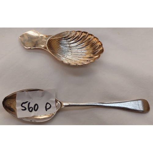 560D - Silver Spoon and Irish Caddy Spoon