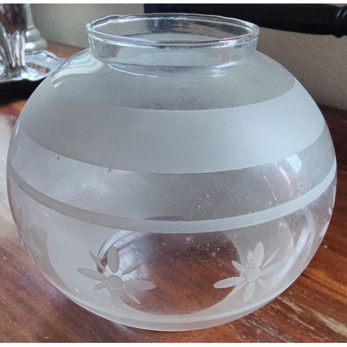 727 - Etched Glass Oil Lamp Shade