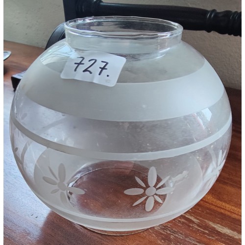 727 - Etched Glass Oil Lamp Shade