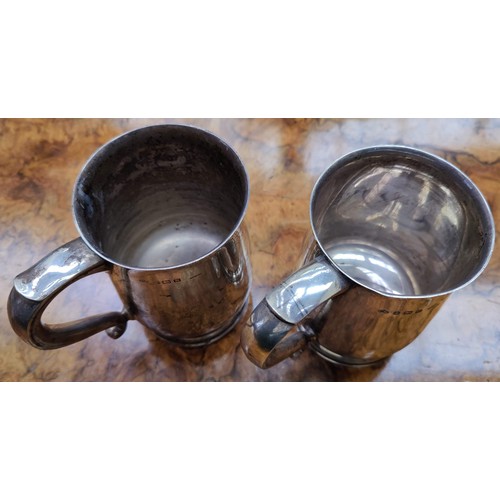 544A - 2 Birmingham Silver Tankard Mugs