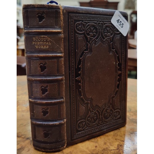 455 - Poetical Works of Walter Scott 1863 Bound in Tooled Leather