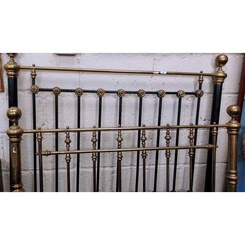 10 - Brass & Metal Bed with Irons - C. 134cm W