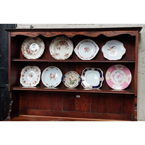 102 - Oak Kitchen Dresser with 2 Cupboard Doors on Stretcher Base - C. 137cm W x 52cm D x 188cm H