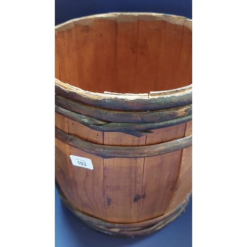 103 - Wooden Bentwood Bound Barrell