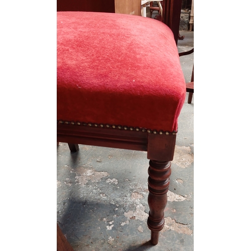 108 - 3 Mahogany Deep Button Back Upholstered Dining Chairs