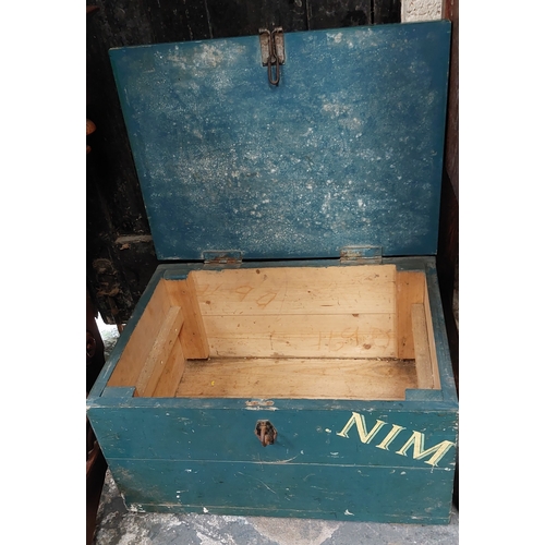 116 - Painted Pine Military Style Chest / Box - C. 55cm W x 39cm D x 30cm H